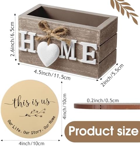 Queekay House Warming Gifts New Home Farmhouse Coasters Set of 6, Brown - Image 2