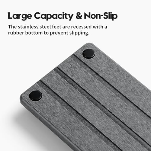 Sink Caddy Kitchen Sink Organizer, Water Absorbing Stone Tray for Sink,Diatomite Bathroom Counter Tray,Faucet Drying Mat Protector Coaster Soap Dish Rack Riser Vanity Dispenser Sponge Holder,10" x 4" - Image 5