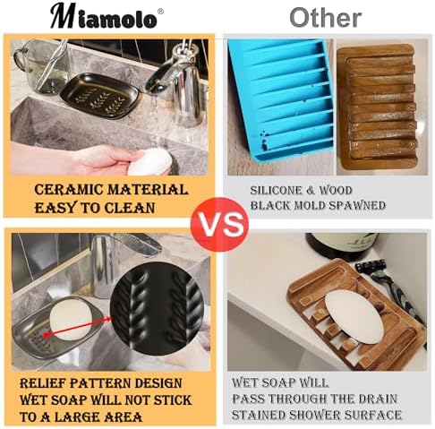 Miamolo Soap Dish for Bathroom, Bar Soap Holder for Shampoo Bars, Sponges - Image 5