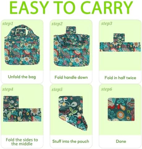 Reusable Grocery Shopping Bags 6|10 Pack, Foldable Tote Bags, Machine Washable Nylon Shopping Totes for Groceries - Image 5