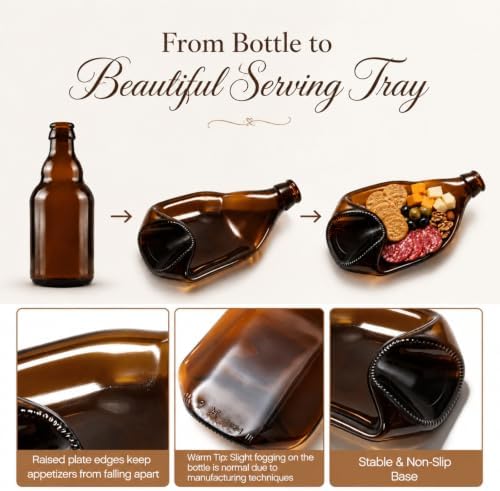 Bokon 1 Wine Gifts Melted Serving Tray, Brown, Beer Bottle - Image 3