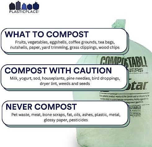 Plasticplace 12-16 Gallon Compostable Trash Bags │ 1Mil │ Green Tint Garbage Can Liners │ 24” x 33” (100 Count) - Image 3