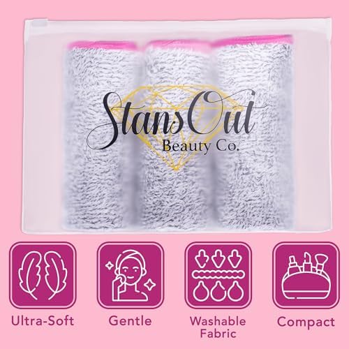 StansOut Makeup Towels - Pack of 3 Reusable Makeup Remover Cloths - Microfiber Facial Towels for Makeup Removal - Washcloths for Gentle Cleansing - Soft Towels for Face and Body Care, 12x12 in, Gray. - Image 6