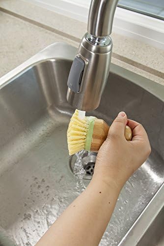Bamboo Naturals Greenery Mini Scrub Brush, Made of Sustainable Bamboo and Recycled Plastic, Scrub Pots, Pans, Vegetables, and More, Pack of 2 - Image 5
