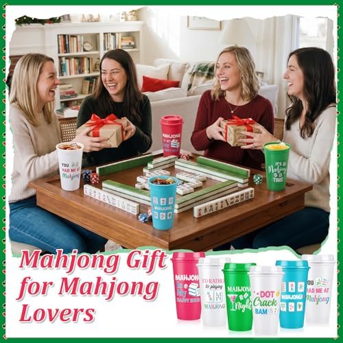 LemonRoad 12 Pcs Mahjong Cups with Lid 16 oz Mahjong Plastic Tumblers - Image 6