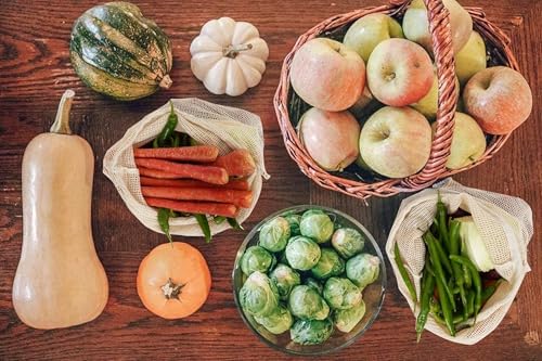 Reusable Cotton Mesh Bags Organic Cotton, Washable & Durable Grocery Bags with Drawstring Mesh Storage Bags for Fruits, Vegetables & Shopping (3 Large (12 in x 15 in)) - Image 6