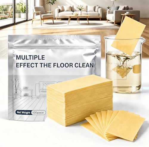 Multi-Effect Floor Cleaning Tablets, Water Soluble Concentrated Cleaner Sheets for Hardwood Laminate LVP Tile Wall Glass Multi-Surface Mopping Deep Clean (Yellow — Osmanthus Scent, 200PC) by Unknown