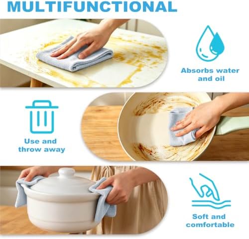 Puomue 55 Pack Microfiber Cleaning Cloth Roll, Tear Away Reusable Towels, 11" x 9", Ultra Absorbent & Lint Free Microfiber Cloth for Cleaning Cars, Kitchen, Window, and Shop (Light Blue, 9"x11"-55PK) - Image 5