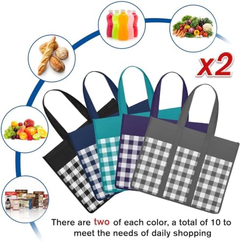 Reusable Grocery Shopping Bags 10 Pack Large Foldable Tote Bags Bulk - Image 5
