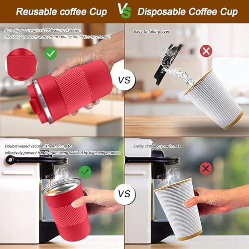 Insulated Travel Coffee Mug, Stainless Steel Coffee Cup with Leakproof Lid - Image 4