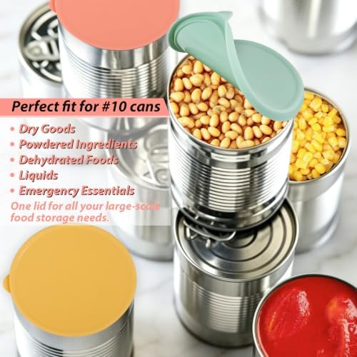 Webake Silicone Lids for #10 Cans, 6.3 Inch Diameter, Food Grade Reusable Can Covers, Light-Proof Airtight Food Storage Lids for Preppers & Survival Supplies, 6 Packs - Image 5