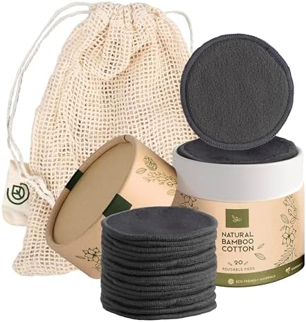GREENZLA Reusable Makeup Remover Pads | 20 Pack | Bamboo Charcoal by GREENZLA