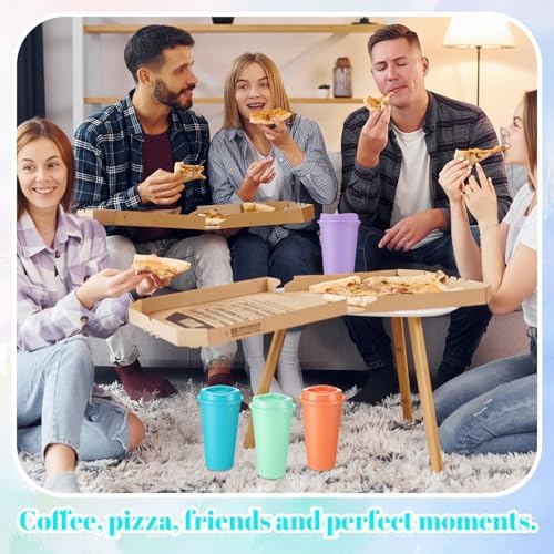 Honeydak 45 Pack 16 oz Reusable Coffee Cups with Lids Water Bottle Iced Coffee Travel Mug Reusable Portable Plastic Tea Tumblers Bulk for Hot and Cold Drinks Birthdays Party(Classic,Bright Colors) - Image 5