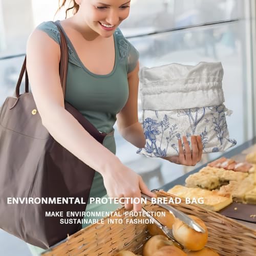 UTELKA Blue Linen Bread Bag for Sourdough Bread 2Pcs 16.5x12 - Image 5