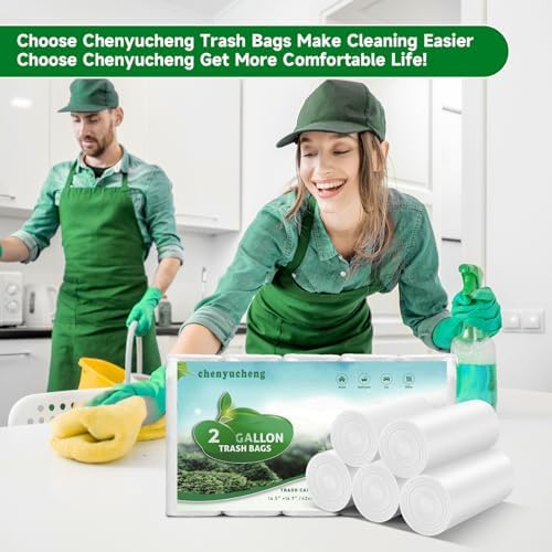 2 Gallon Biodegradable Mini Trash Bags - White Compostable Small Garbage Bag For Bathroom Can Unscented Kitchen Office Car Waste Basket Liners 100 count Tiny Strong Thick Chenyucheng - Image 5