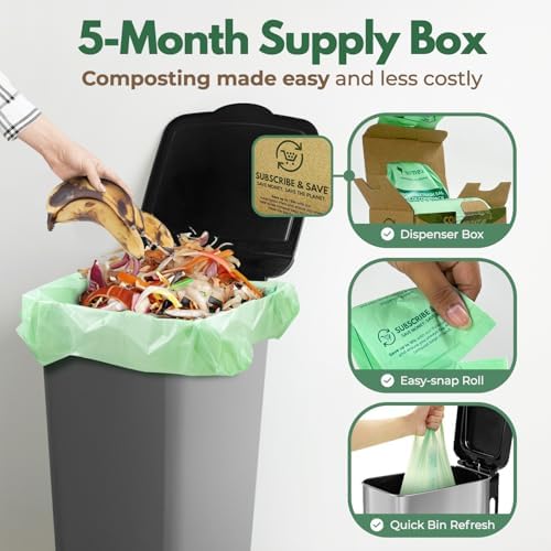 AIRNEX Compostable Kitchen Trash Bags 13 Gal - Cornstrarch Leakproof & Tear Resistant 50 Compost Bags - OK Compost Home & Seedling Certified 0.25 mm Kitchen Garbage Bags - Image 5
