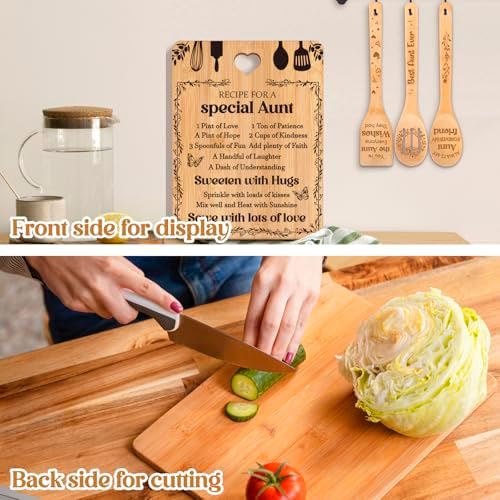 Gifts for Aunt - "Recipe for a Special Aunt" Aunt Birthday Gifts Cutting Board Set, Bamboo-Made Engraved Utensil Set, Aunty Birthday Gifts, Mothers Day Gifts for Aunt - Image 4