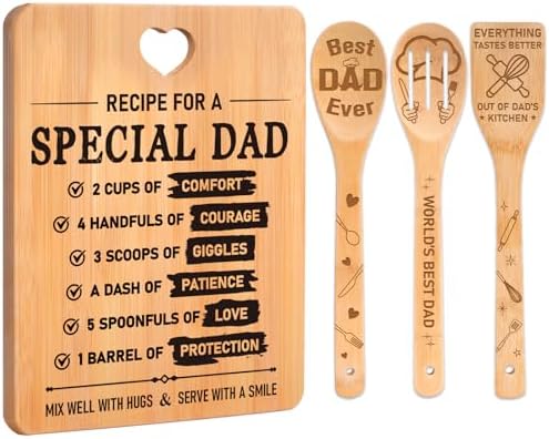 Fathers Day for Dad Gifts - "Recipe for a Special Dad" Cutting Board Birthday Dad Gifts, Bamboo-Made Engraved Light-Duty Use Chopping Board or Kitchen Decor, Suitable for Serving Tray Entertaining. by Apjielop-GiftsMaster