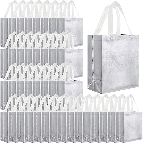 Eccliy 80 Pcs Reusable Gift Bags, Medium, Silver by Eccliy