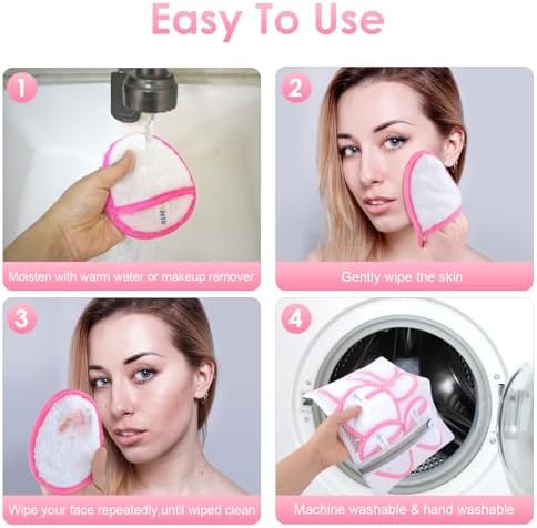 SINLAND Reusable Makeup Remover Pads White 6 Pack - Image 3