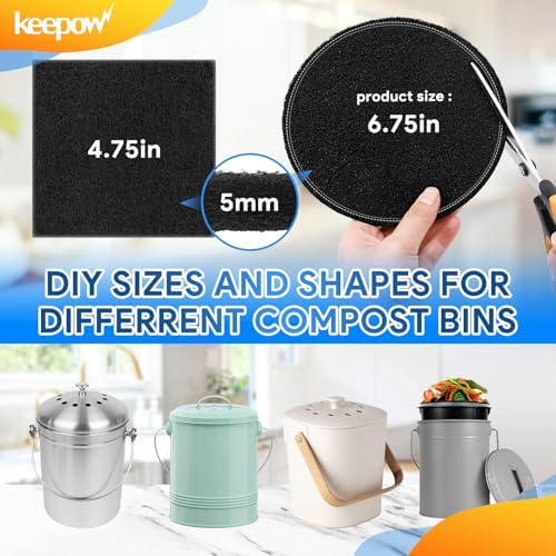 KEEPOW 12 Pack Compost Bin Filter for Kitchen Compost Bin Pail - Image 2