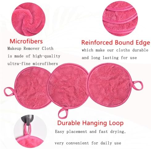 Large Reusable Makeup Remover Pads Face Cleaning Pad 5"x 5" Pink 12 Pack - Image 5