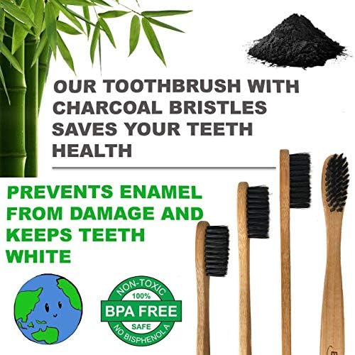 24 Count I Bamboo Toothbrush I Soft Bristles Best for Sensitive Gums I Charcoal I Vegan I Natural Wood I BPA Fee I Recyclable I Compostable I Biodegradable | Environmentally Friendly - Image 5