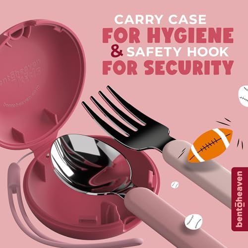 Bentoheaven Kids Utensils Set with Case, Reusable Fork & Spoon, Cats - Image 3