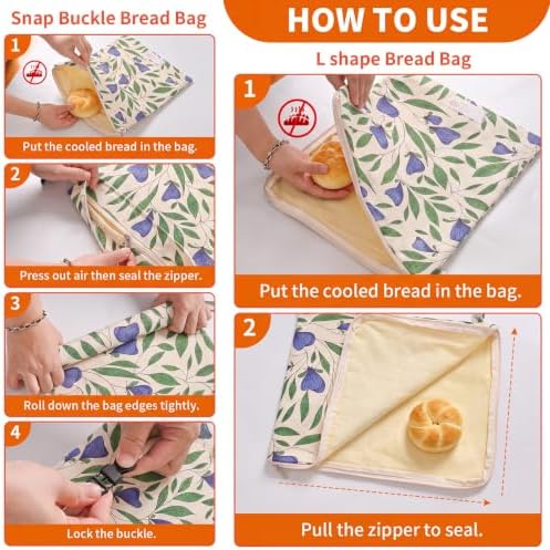 2 Pack Beeswax Bread Bags for Sourdough & Homemade, L-Zip & Buckle - Image 5