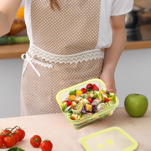Set of 3 Clear Collapsible Full Silicone Food Storage Containers with Lids, Bento Lunch boxes for Meal Prep, Lunch, Leftovers, Microwave Fridge Dishwasher Safe, BPA-Free - Image 6