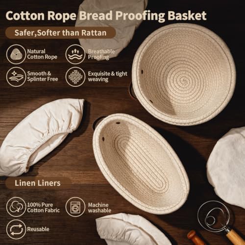 Sourdough Starter Kit with Proofing Basket,bread baking supplies & 34oz Jar - Image 4