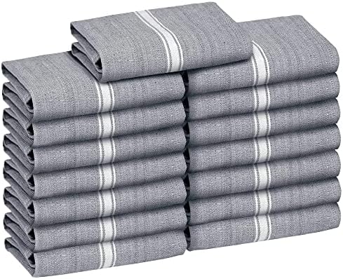 Zeppoli Classic Kitchen Towels - 15 Pack 100% Natural Cotton Towel Set, Reusable Wash Cloths, Absorbent Dish Towels, Machine Washable Hand Towels, Kitchen Essentials - 14” by 25” - Black by Zeppoli