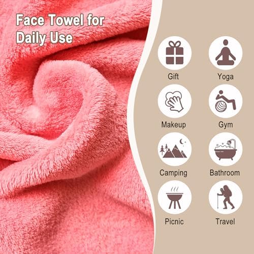 KODAMO Makeup Remover Cloth, Reusable Makeup Remover Pads Washable Travel Bag, Microfiber Makeup Removal Face Wash Cloths with Just Water, Gentle Soft,12 Pack, Pink - Image 4