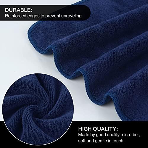SINLAND Microfiber Facial Cloths Fast Drying Washcloth 12inch x 12inch (6pack, Navy Blue) - Image 6
