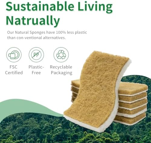 Natural Sponge 12 Pack, S-Shaped Biodegradable Cellulose & Sisal Sponge - Image 7