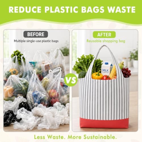 TOGETRUE Reusable Grocery Bags, Foldable Shopping Bag, Bulk Packable Tote - Image 5