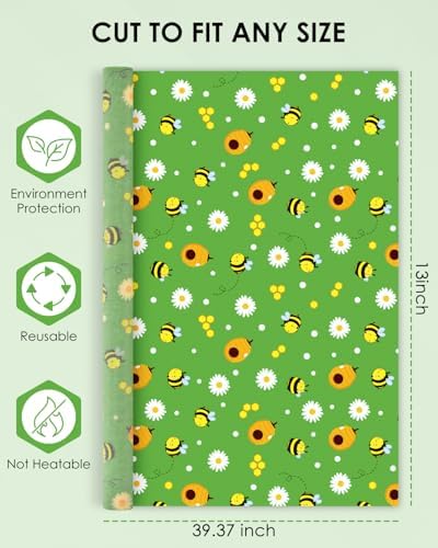Beeswax Food Wraps 1 Meter Roll 13 x 39 Inch Reusable Beeswax Wraps Eco-Friendly Sustainable Food Storage Wraps for Sandwich, Cheese, Fruit, Bread, Snacks - Image 2