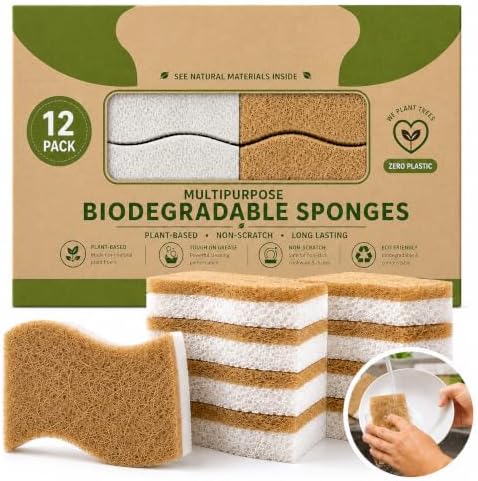 Kitchen Sponge, Plant-Based, Natural Coconut Fiber, 12 Pack by Unknown