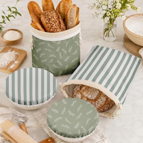 Britimes Reusable Bread Bags Set, Beeswax, XL, Zero Waste, Sage Green - Image 2