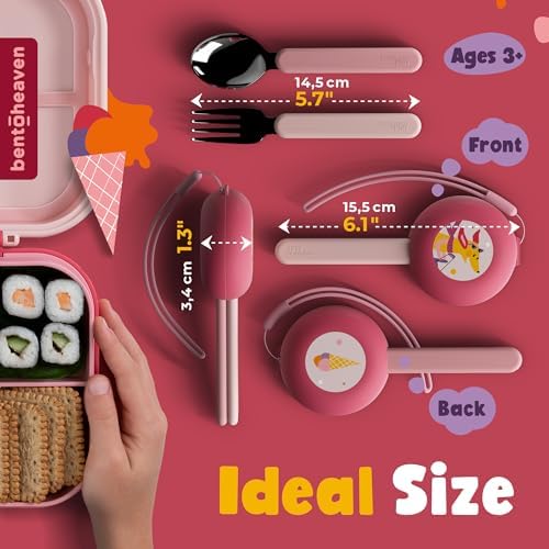 Bentoheaven Kids Utensils Set with Case, Reusable Fork & Spoon, Dachshund - Image 4