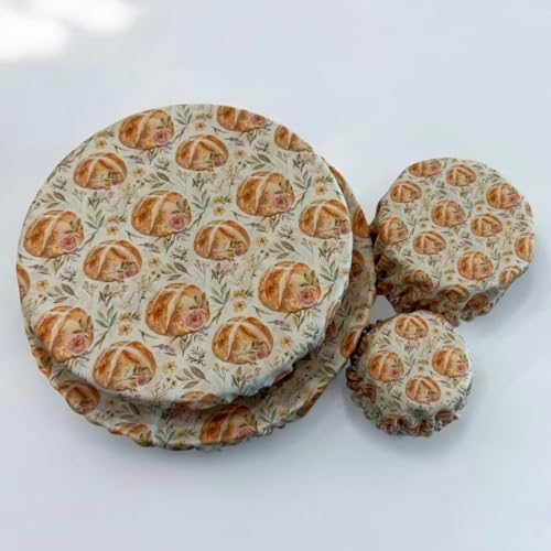 (4-Pack) Sourdough Reuseable Jar & Bowl Covers | Cute Baking Gift | 100% Cotton | Washable | Bread Proofing | Kitchen Food Storage Gifting | Starter Cover Lid Kit (Vintage Sourdough) - Image 7