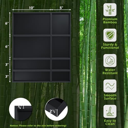 Bamboo Drawer Organizer, 8-Piece Set, Black - Image 2