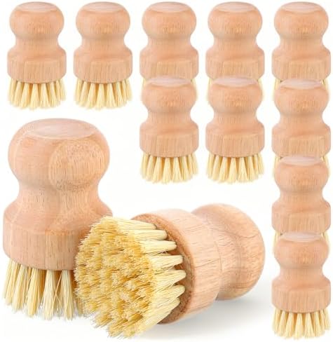 12 Packs Bamboo Scrub Brush for Dishes, 2 Pcs Natural Dish Brush with Sisal Bristles, Wooden Dish Scrubber for Pots, Pans & Vegetables, Eco-Friendly Kitchen Cleaning Tools by Unknown