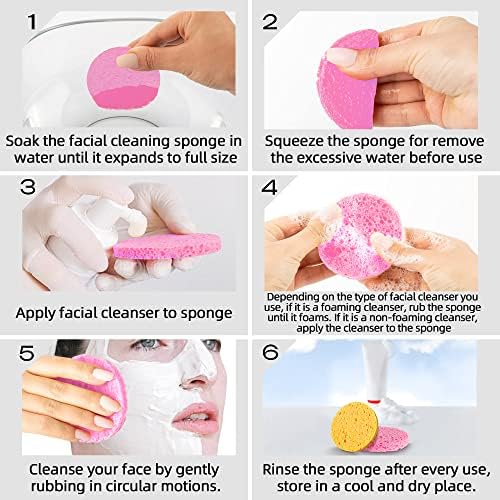 50-Count Compressed Facial sponges for Daily Facial Cleaning,Pink - Image 6