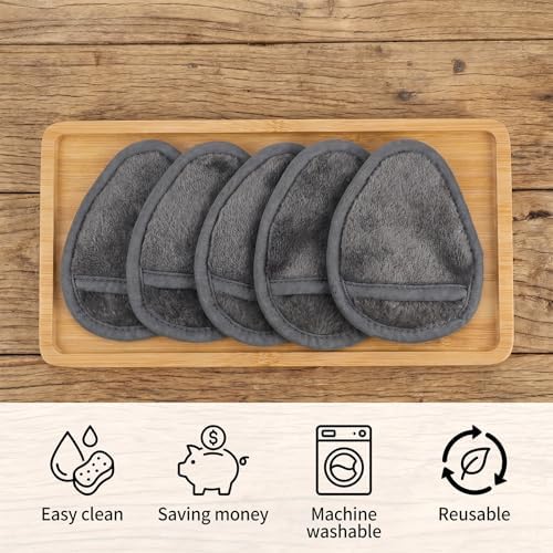 24Pcs Makeup Remover Pads, Grey Microfiber with 2 Storage Bags - Image 6