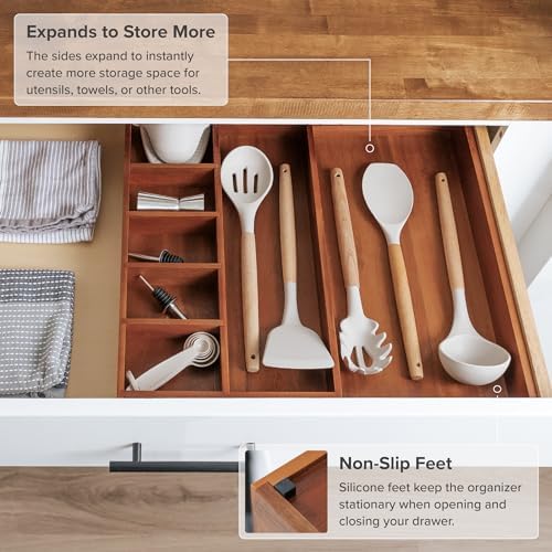 KitchenEdge Utensil & Junk Drawer Organizer, 10.5-18.5 in, Acacia - Image 6