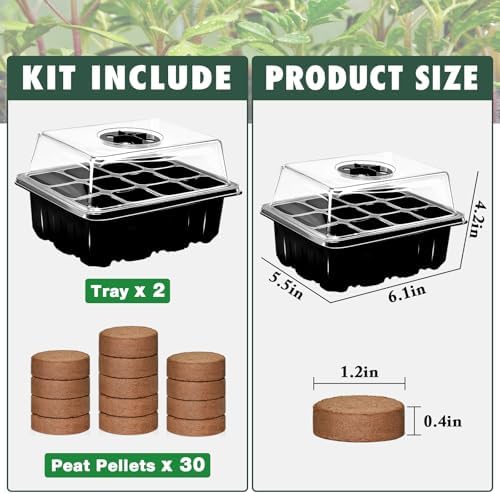 ZeeDix 2 Set Seed Starter Tray Kits with 30 Pack Coco Coir Pellets - Image 5