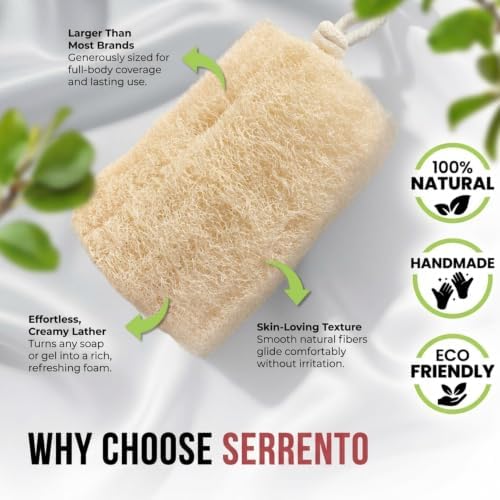 SERRENTO Loofah Body Bath Scrubber Shower - Egyptian Loofa Pack of 3 Tan - Image 3