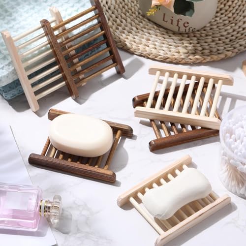 Rtteri 120 Pieces Bamboo Wood Soap Dish Tray Bathroom Wooden Soap Holder Handmade Bathtub Shower Dish Accessories for Home Bathroom Kitchen Sponge Scrubber - Image 6