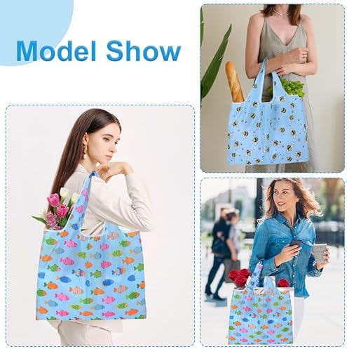 ZooviHyvi Extra Large 50lbs Foldable Reusable Shopping Bags kitchen reusable grocery bags Washable Polyester Bags in Pocket - Image 2
